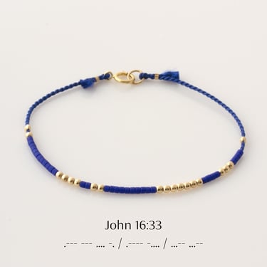 Custom Bible Verse Morse Code Bracelet, Bible Verse Message in Morse Code on Silk String, Personalized Morse Code Christian Gift 