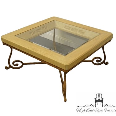 Henredon Furniture Enchantment Collection Aspen Oak 42" Square Accent Coffee Table W. Glass Top 