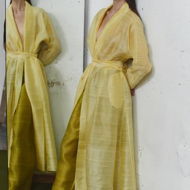 Lemon Butter Dupion Kimono Dress