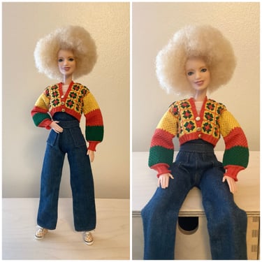 Granny Square Cardigan Hand Knit Ceochet Doll Sweater For 12 Inch Barbie Doll 1/6 Scale Doll Clothes 