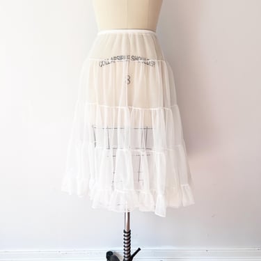 Size S to L Vintage Soft White Layered Crinoline Petticoat Slip Skirt 