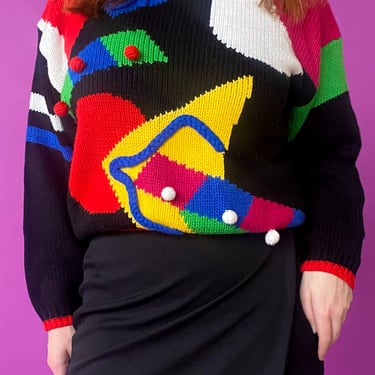1980s Geometric Pop Art Sweater, sz. M