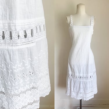 Vintage 1920s Cotton Gauze Slip Dress / Nightgown // S 