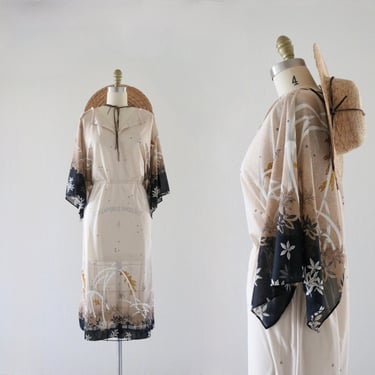 70's sheer pampas dress - s/m 