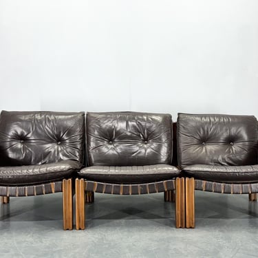 1980s Modular Leather Sofa by TON, Czechoslovakia 