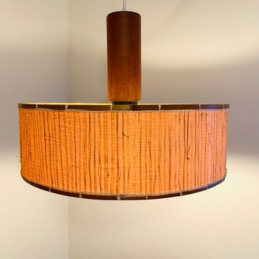 Vintage 70s Ceiling Pendant Lamp Teak 