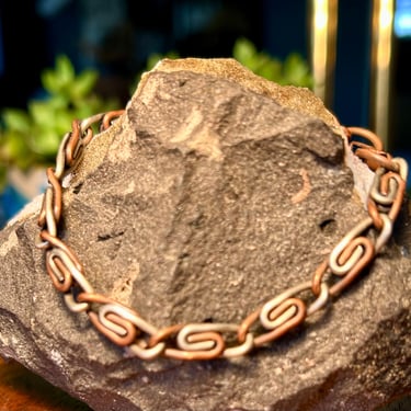 Vintage S Link Bracelet Copper Silver Tone Metal Retro Fashion Jewelry Gift 