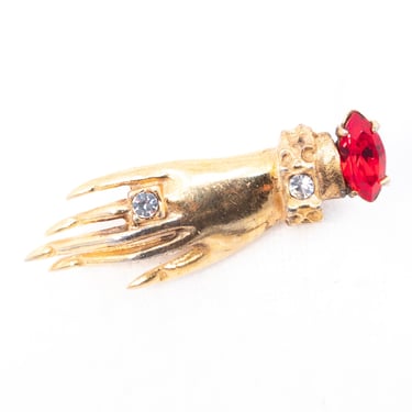 Hand Brooch with Rhinestone Ring and Bracelet