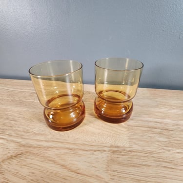 Set of 2 Amber Drinking Glasses 