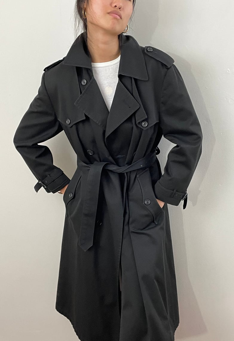 vintage Christian Dior trench coat / vintage Dior black