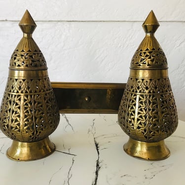 MOROCCAN Pair of Brushed Bronze Sconces | Wall Lighting 