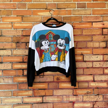 vintage 80s/90s mickey mouse minnie mouse disney american gothic sweatshirt / s small 