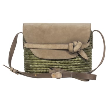 Cesta - Tan Woven Mini Basket Purse w/ Leather