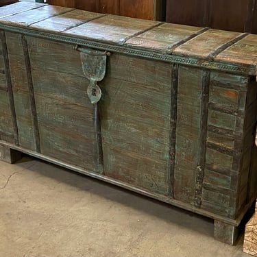 Wonderful Vintage teak and ironwork trunk chest with top from Terra Nova Furniture Los Angeles 