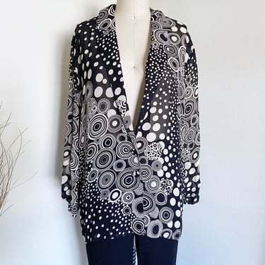 Vintage 90's Abstract Sheer Blazer, L XL 