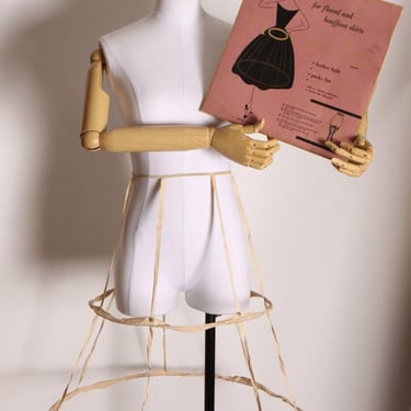 1950s Wire and Fabric Below the Knee Petticoat Hoop Skirt Slip by Hoopla -S-M 