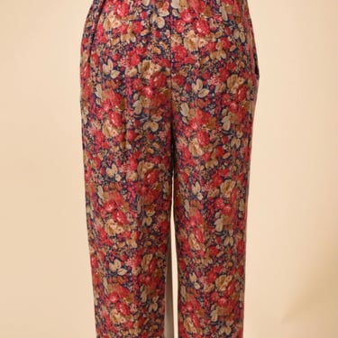Red Floral Flannel Pants By Laura Ashley, S