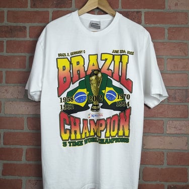 Vintage 2002 Brazil Champion ORIGINAL Futbol Sports Tee - Large 
