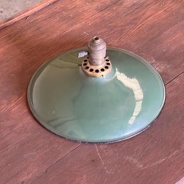 Vintage 1930s 11.5” Enamel Shade Pendant Light Fixture 