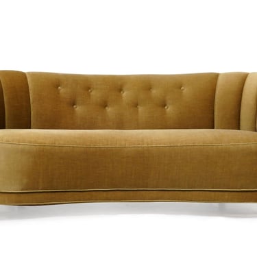 1930's Danish Deco Sofa in Original Mohair with Button Tufted Back