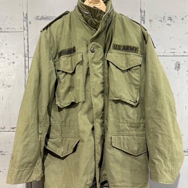 Vintage M65 field jacket OG 107 sateen cotton olive green coat military army size Small regular 