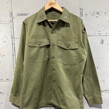 Vintage 80's OG-107  Fatigue Button Up Shirt (Army Green) Poly Cotton 