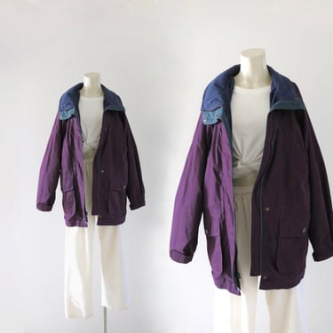 flannel lined amethyst jacket - m - vintage 90s y2k lightweight pacific trail purple parka size medium light coat 