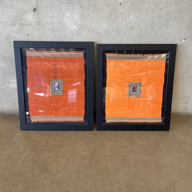 Pair of Vintage Chinese Framed Silk Tapestry