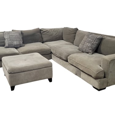 Jonathan Louis Gray L-Shaped Sectional with Storage Ottoman