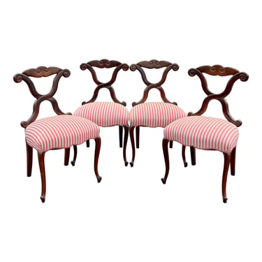 Vintage Adolfo Genovese X Back Regency Dining Chairs - Set of 4 