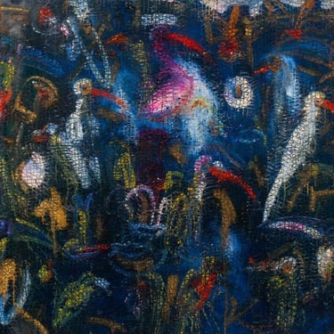 Hunt Slonem &quot;Hornbills&quot; Oil on Canvas, 1995