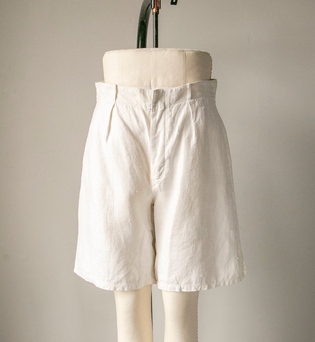 1920s Linen Shorts High Waist 30