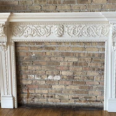 White Painted Ornate Carved Contemporary Mantle