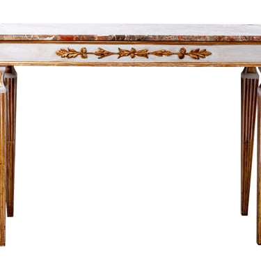 Italian Neoclassical Style Painted and Gilt Console with Marble Top