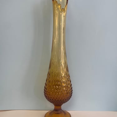 Fenton Amber Hobnail Swung Glass Vase