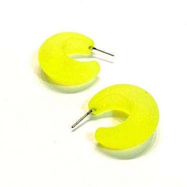 Neon Yellow Chunky Snail Shell Hoop Earrings