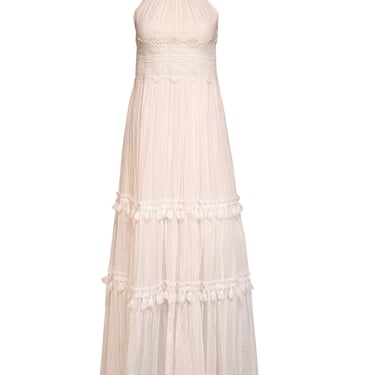 Eliza J - White Sleeveless Eyelet Lace Trim Maxi Dress Sz 4P