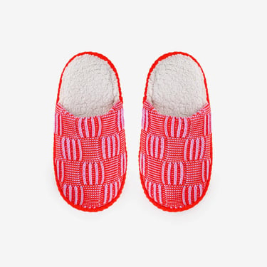 Chunky Checkerboard Slide Slippers