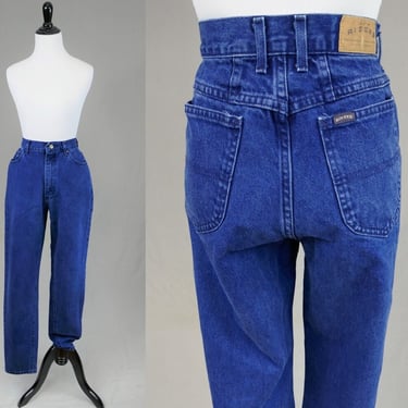 90s Lee Jeans - 29" waist - Tapered Blue Cotton Denim Pants - High Waisted - Vintage 1990s - 32.5" inseam Long 