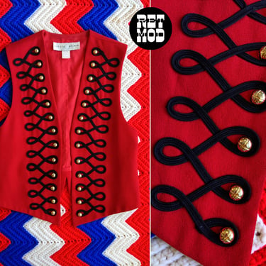 Iconic Vintage 80s 90s Red Tin Soldier Vibes Statement Vest by Lillie Rubin 