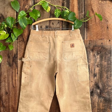 Vintage 90s Y2K Carhartt Canvas pants grunge distressed worked in dirty size 33 waist 