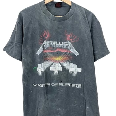 Vintage 1987 Metallica Master of Puppets Faded Black Concert T-Shirt Large