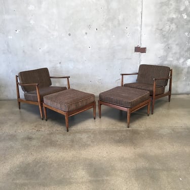 Pair of Dux Lounge Chairs with Ottomans