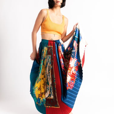 FERRAGAMO Printed Pleated Skirt (Sz. 38)