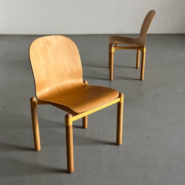 Pair of Mid-Century Modern Stackable Bentwood and Metal Dining Chair by Braun Lockenhaus, 1990s Austria 