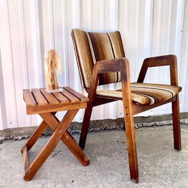 Brown Striped 70s Side Chair