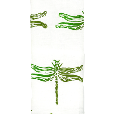 Set of 4 Dragonfly Napkins on Oatmeal or White Linen in 5 color-ways
