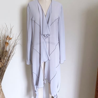 Vintage 90's Light Grey Sheer Crepe Duster 