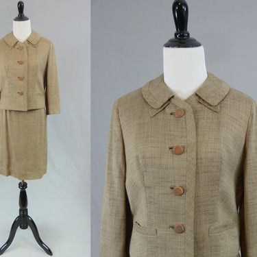 60s Skirt Suit - Shades of Brown - Jackie O Jacket - Bettijean Label - Nice Quality - Vintage 1960s - XS - 24" waist skirt 