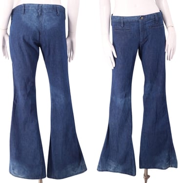 70s LANDLUBBER low rise hip huggers denim bell bottoms jeans 30  / vintage 1960s bells flares pants M 8 70s 